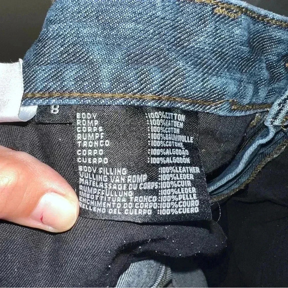 2005 HARLEY DAVIDSON Leather Front Denim Bootcut Jeans Size 8 - Picture 7 of 7